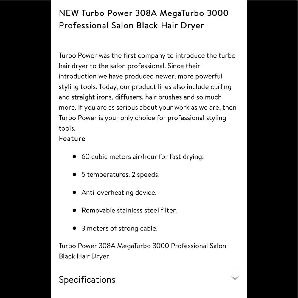 Turbo 3000 hairdryer